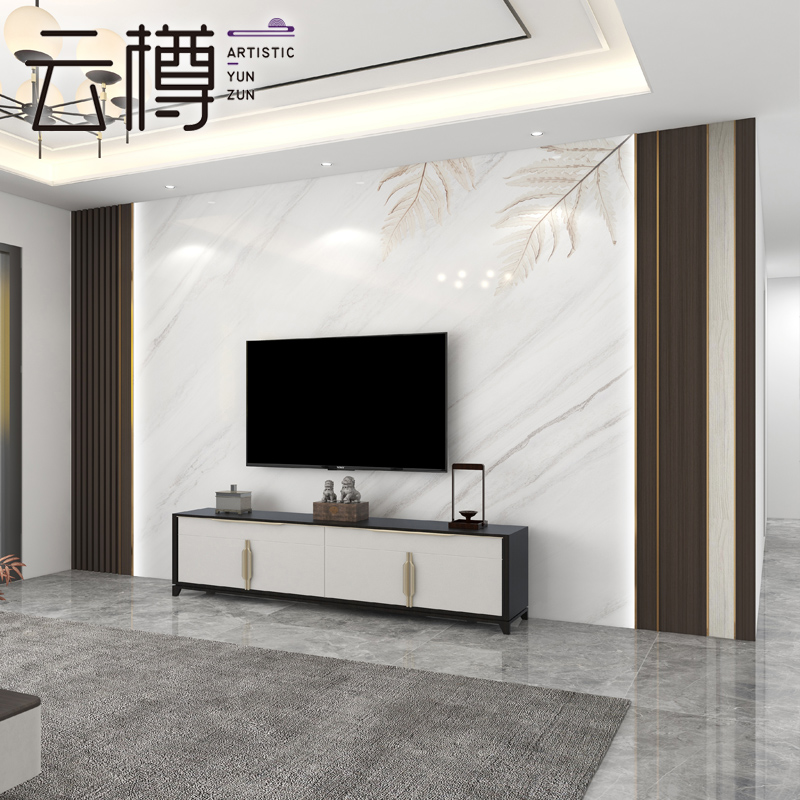 云樽 岩板电视背景墙现代轻奢客厅悬空电视墙定制沙发影视墙家大业大