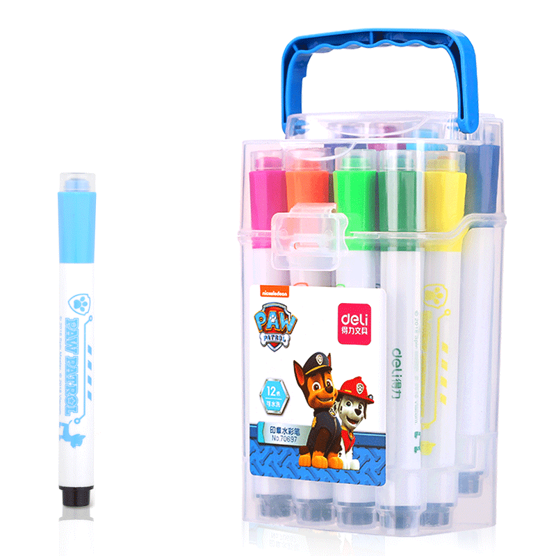 ����(deli)12ɫ��ˮϴӡ��ͷ����������ѧ��ˮ�ʱʶ�ͯ�滭�� ������70697 12֧*1��