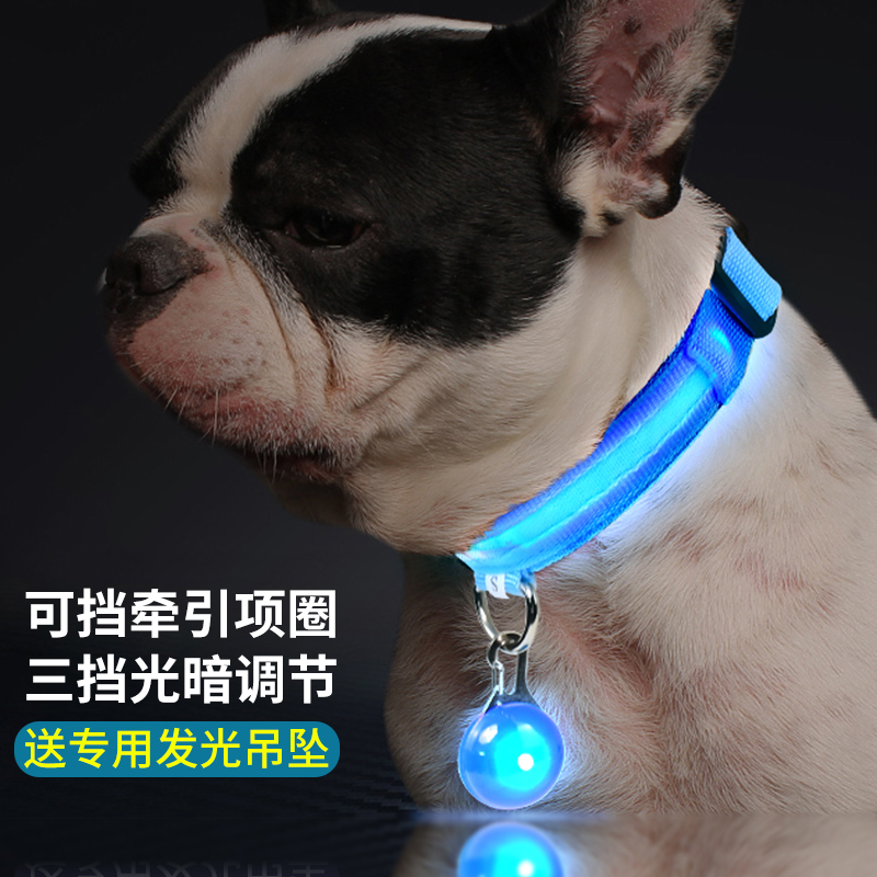 憨憨乐园 宠物项圈脖圈泰迪金毛狗狗荧光项圈宠物用品s号led发光项圈