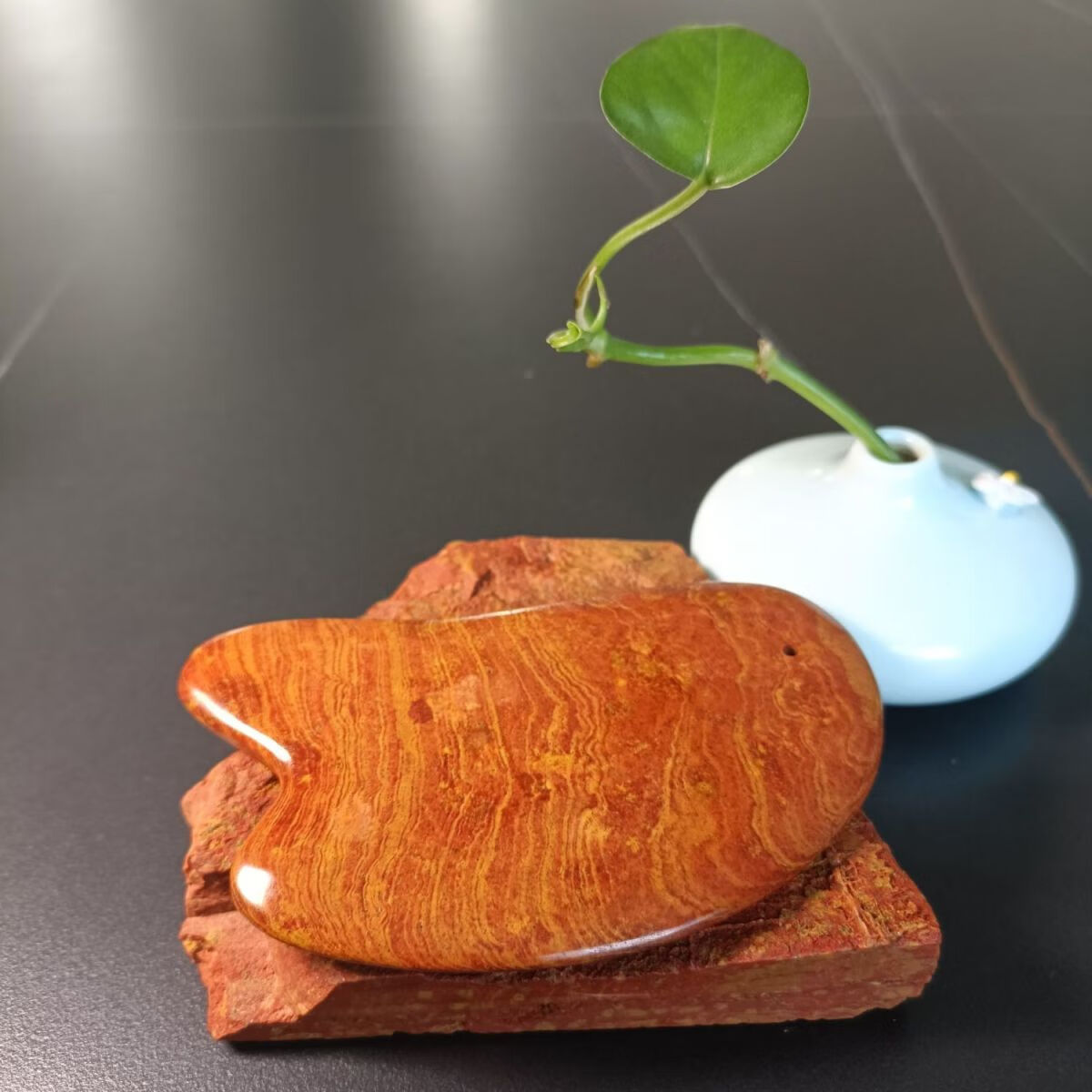 天然泗滨原产地红砭石刮痧板面部经络板脸部疏通经络全身通用 原产地