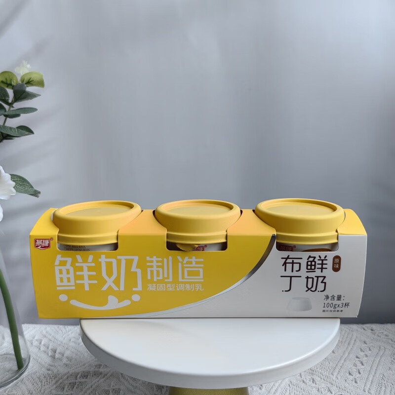 可钦燕塘鲜奶布丁鲜奶制造凝固型调制乳原味可可味100g 鲜奶布丁可可