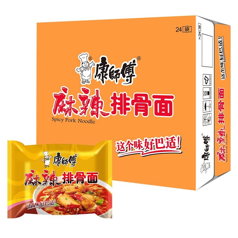 康师傅 方便面 泡面整箱装 【经典】麻辣排骨面整箱24袋