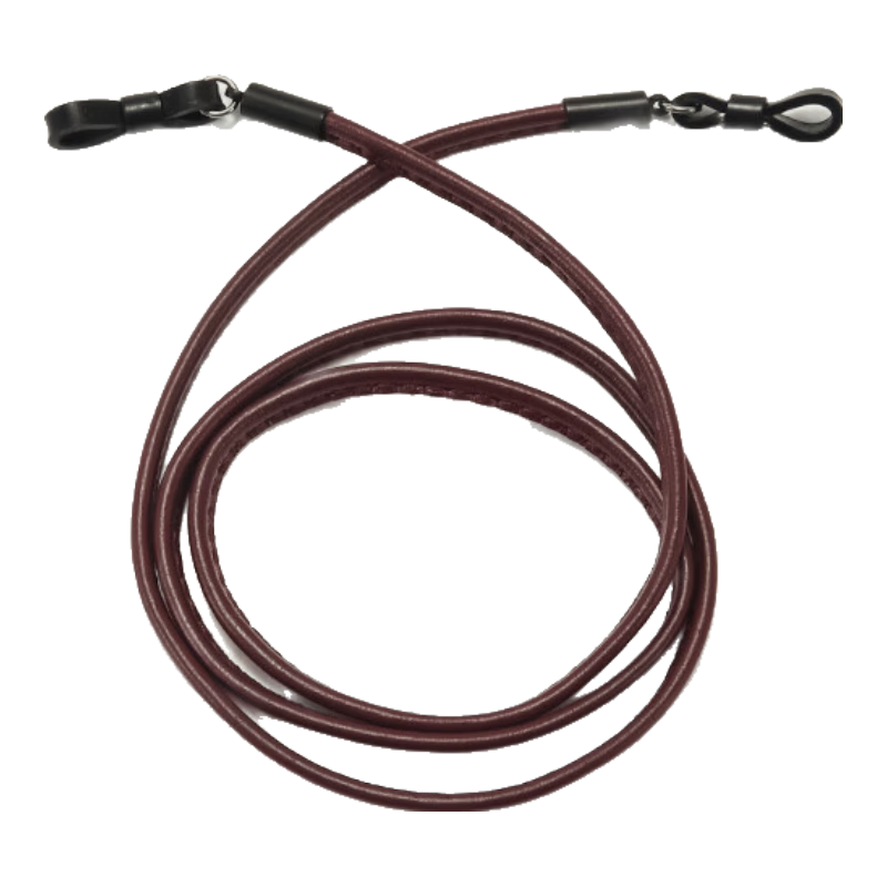 MINCITY 真皮羊皮眼鏡繩男女 復(fù)古掛脖鏈條防滑防掉太陽墨鏡防脫落掛繩子 酒紅色
