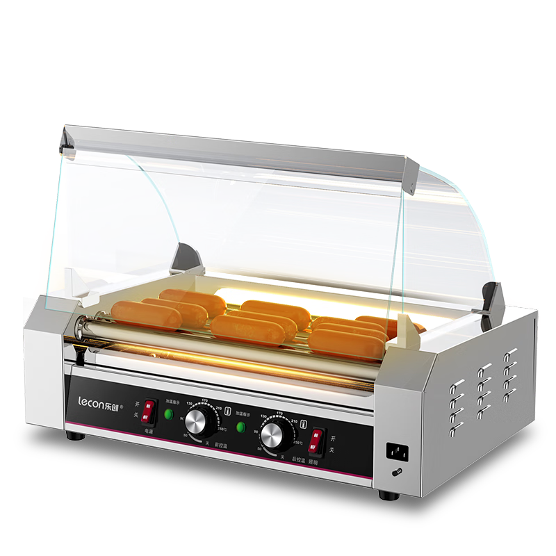 乐创（lecon）烤肠机商用热狗机商用小吃店全自动台式烤火腿肠机5管（2022年升级高端款）LC-KCJ02-5