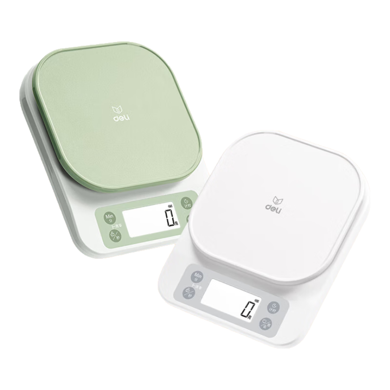 得力(deli)电子秤厨房秤正倒计时功能防水秤面烘培秤克秤食物秤5kg/1g珠宝电子秤白色 LW101