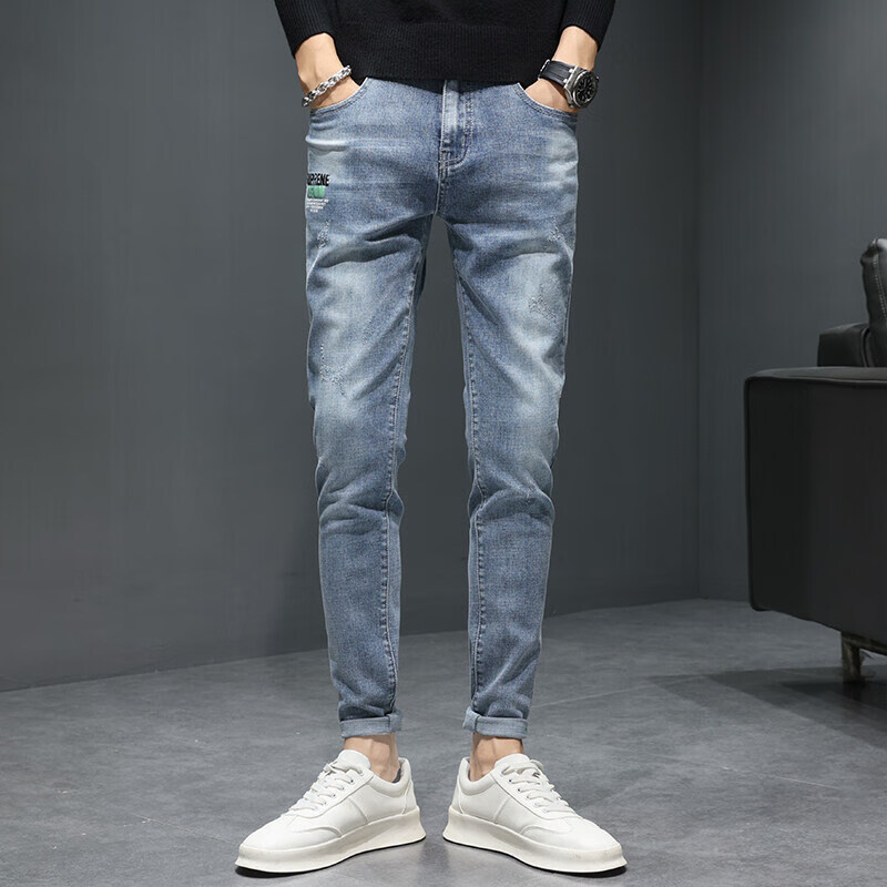 以纯(yishion)神款系列牛仔裤男士年秋季修身小脚潮牌韩版潮秋冬官网