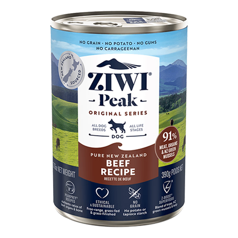 查询滋益ZIWI牛肉配方狗罐头390g*1罐主食零食全犬通用历史价格