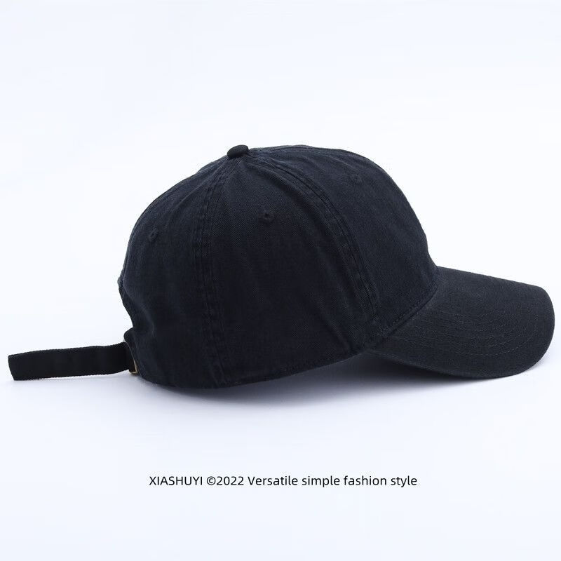 棉洗水韩潮流男胖显脸小百搭日系女遮阳棒球 黑色 大码头围60-64cm