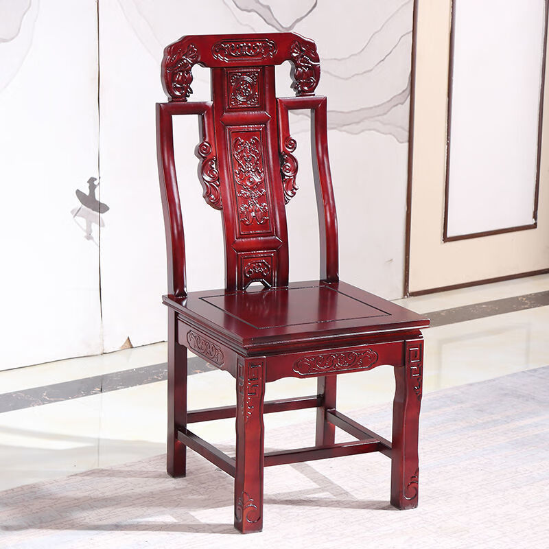 实木象头餐椅中式仿古餐台椅餐椅雕花椅凳子家a 象头椅【色】