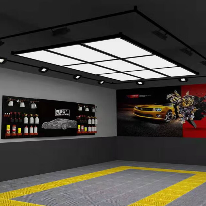糜岚汽车美容店九宫格吊顶灯洗车房工位led蜂窝灯车间机修灯 九宫格灯