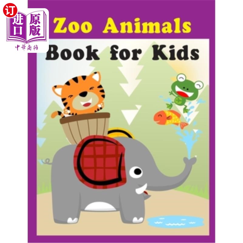 海外直订zoo animals book for kids: the best relaxing colouring