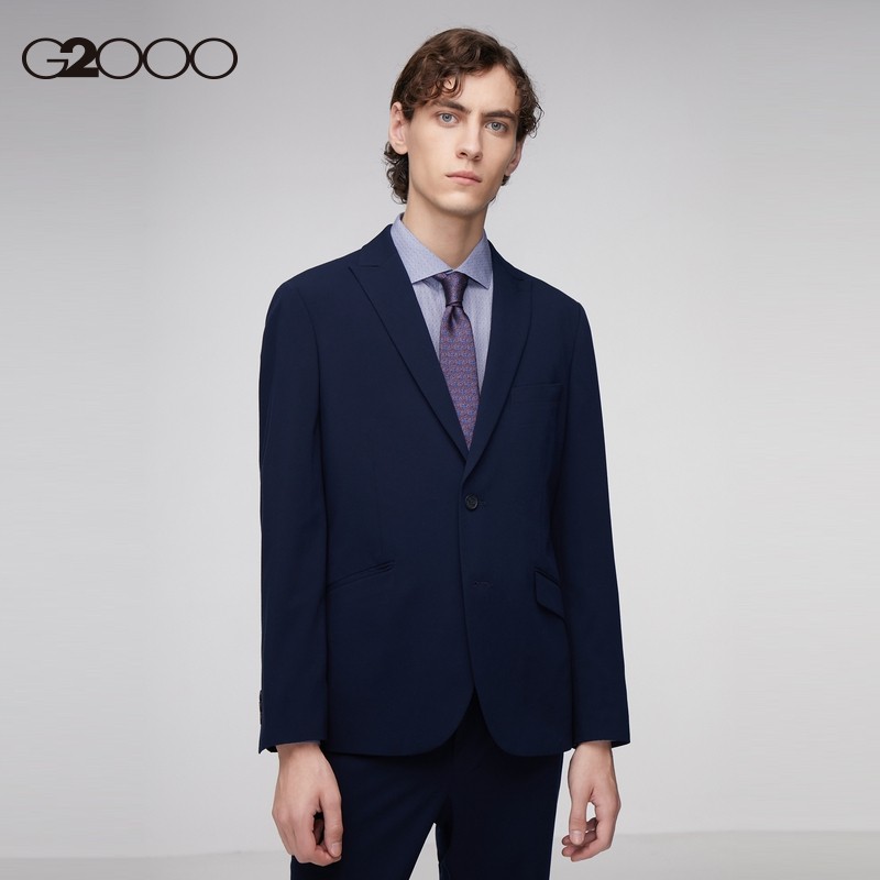 g2000西服男装弹力商务版西装西服16014013 藏青色-斜纹-弹力-修身版