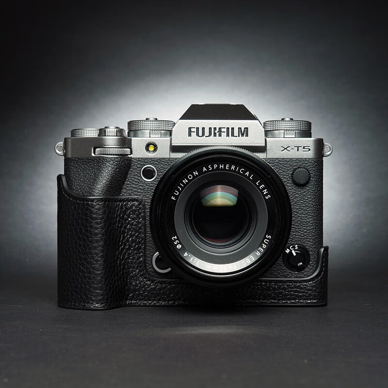 意利普真皮适用于富士xt5套x-t5xt5皮套  牛皮套 复古包 黑皮 黑线