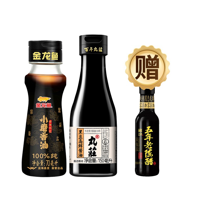 金龙鱼调味品丸荘黑豆醇酿酱油调味大礼包约370ml 370ml