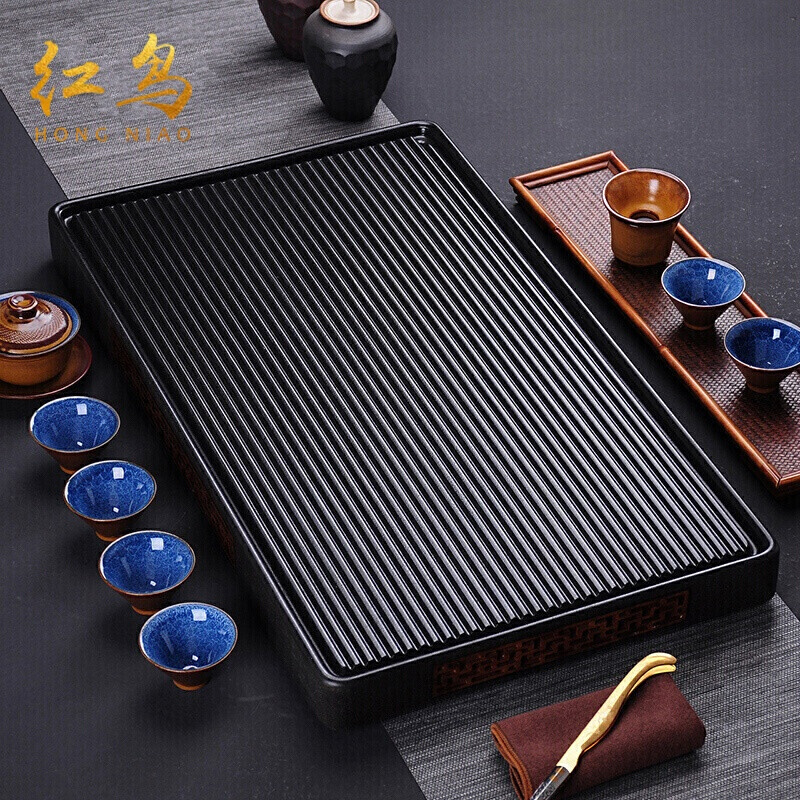 杉宝居 乌金石茶盘搬迁礼功夫茶具创意石头徽州砖雕茶台乔迁礼排水
