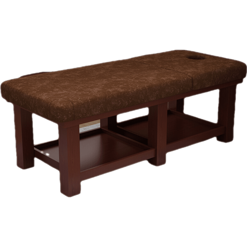 萌海豚實(shí)木美容床美容院專用多功能按摩床推拿理療床艾灸采耳帶洞家用木 棕色冰絲絨布190*80 升級(jí)(實(shí)木六腿)