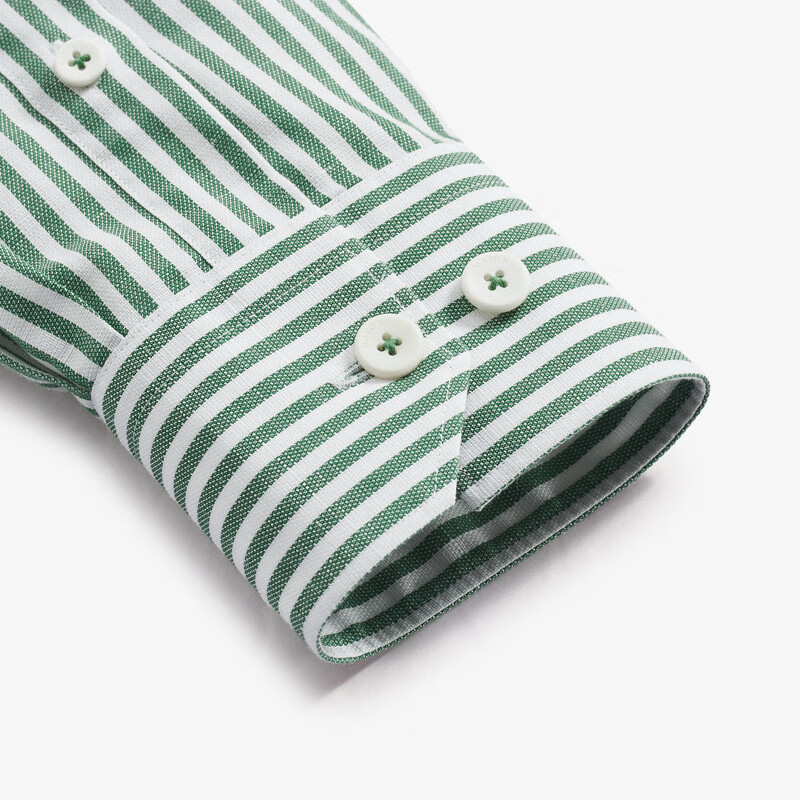 MAYOR男装秋季300支棉汉麻桑蚕丝易烫商务绿条长袖男衬衫 绿色 38