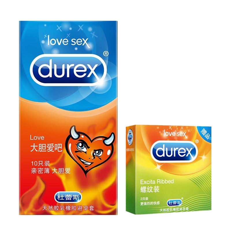 杜蕾斯(durex)激爽四合一套倍滑大胆爱安全套紧型001双保 特惠12只