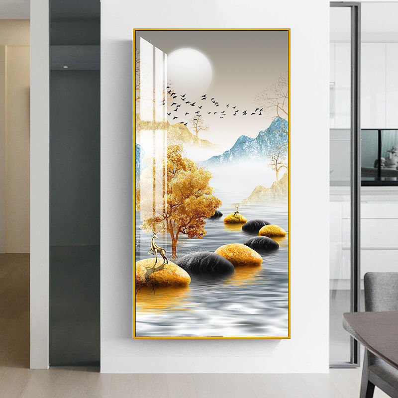 入户玄关装饰画走廊过道晶瓷画现代简约轻奢挂画 石来运转-24 40*80cm