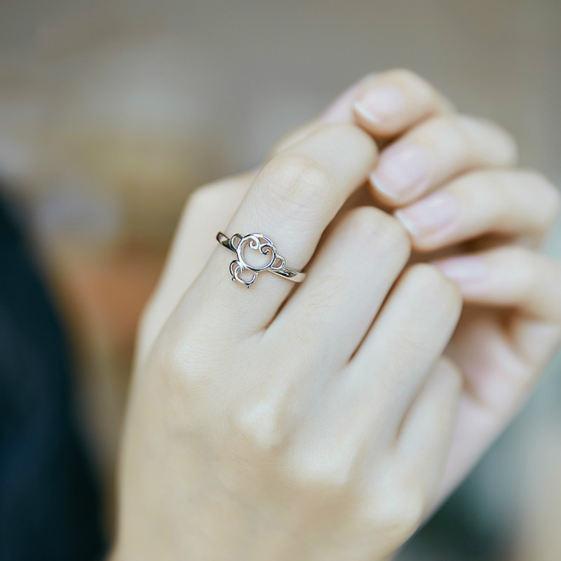 御弗生肖猴戒指女s925银本命年转运小猴子可爱时尚食指单身戒 均码/可