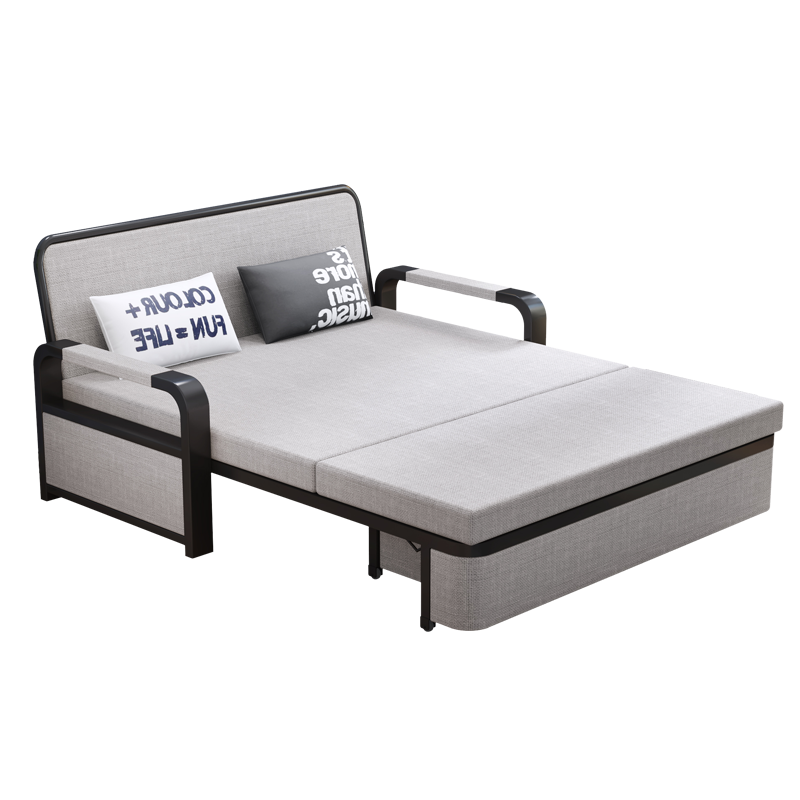 蓝皙【SF闪发】折叠沙发床两用 小户型客厅双人多功能沙发床可储物 宽1.2米长1.92米（7cm海绵）  不带储物款（默认浅灰）