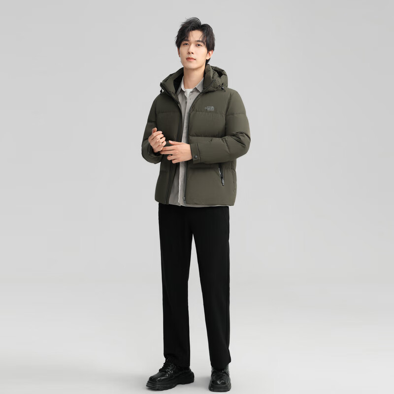 雪中飞新款百搭时尚男士短款连帽羽绒服休闲百搭保暖防寒显瘦亲肤 橄榄绿|4018 XL 180/96A