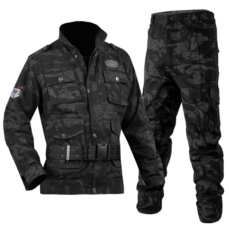 盾郎迷彩服套装男春秋款女工作服纯棉黑鹰耐磨军训服劳保服作战训练服