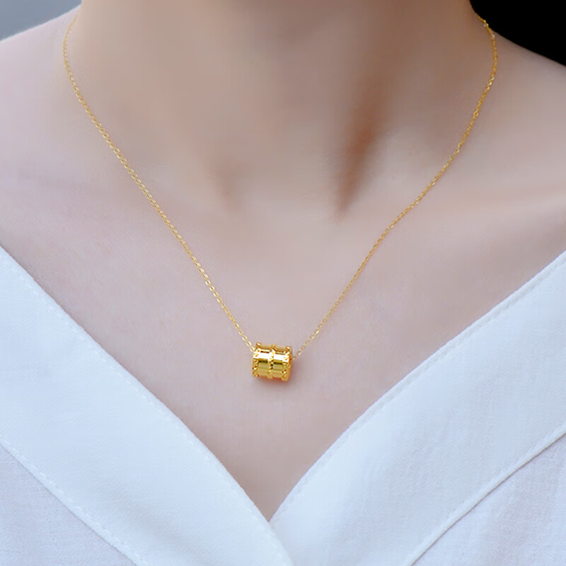 君闵生日礼物520礼物黄金项链女款999足金小蛮腰吊坠3d硬金转运珠套