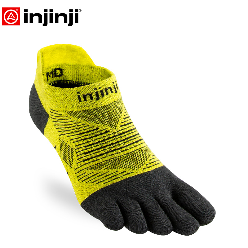 injinji 五指袜 2020年新款短筒薄款春夏五趾袜 COOLMAX 马拉松跑步运动 柠黄 M（40.5-44）