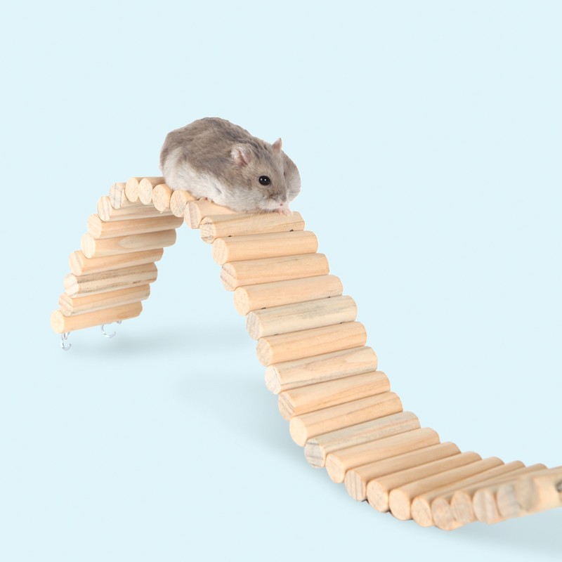 布卡星仓鼠玩具超长爬梯40cm天然木质拱桥围栏造景用品金丝熊