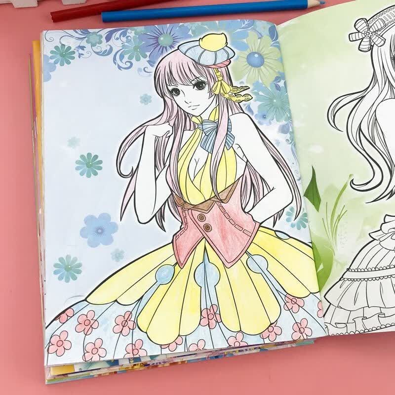 阡囤 公主美少女涂色本3-6-8-10岁 儿童填色小学生涂色书涂鸦绘画书本