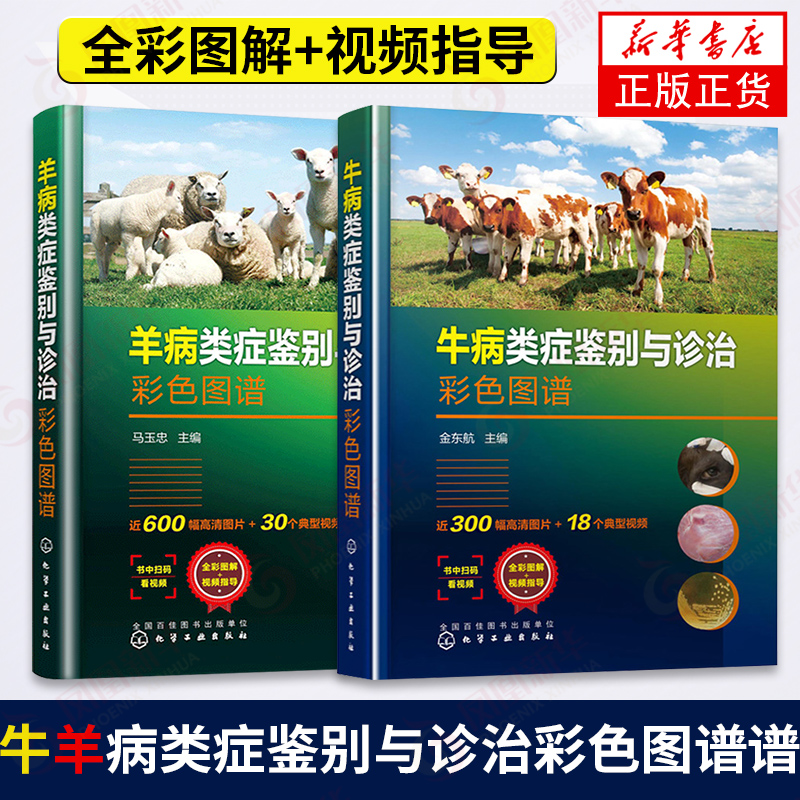 包邮两册下单立减 羊病类症鉴别与诊治彩色图谱+牛病类症鉴别与诊治彩色图谱 牛羊病诊断与治疗书籍