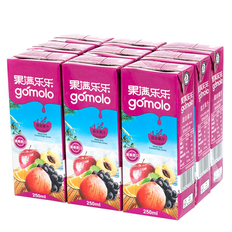 地中海塞浦路斯进口 果满乐乐(gomolo)5种水果混合果汁100% 小瓶装纯