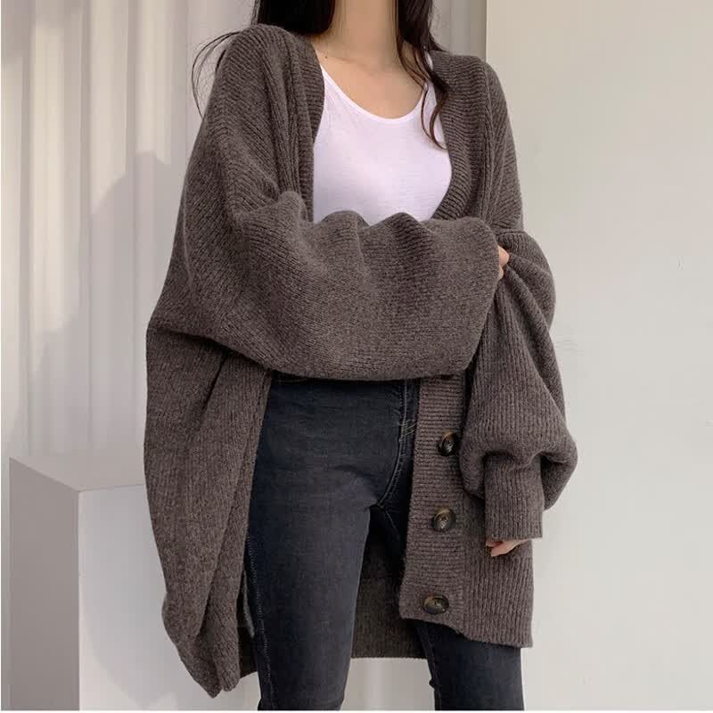 翊尚美中长款针织开衫女秋冬季宽松毛衣外套23年新款女装设计感开衫上衣 咖啡色【春秋款】 均码【推荐80-140斤衣长67CM】怎么样,好用不?