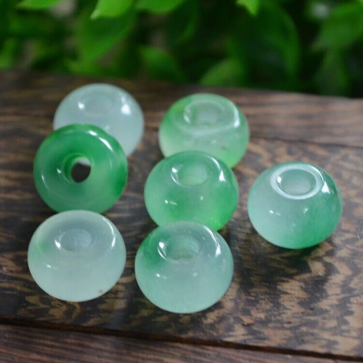 瑾然冰种翡翠小件配饰合集   巴山翠玉石散珠diy编织腰链手链材料