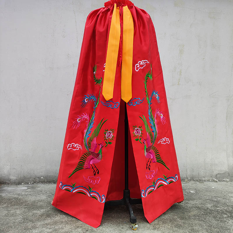 神佛像的披风观音菩萨双凤凰披风定制佛袍斗蓬刺绣佛堂披肩 红色1米
