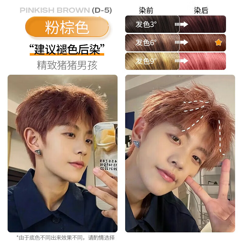 憶絲蕓染發(fā)膏植物純染發(fā)劑男士專用自己在家短發(fā)染發(fā)不沾蓋白頭染頭發(fā)水 粉棕色