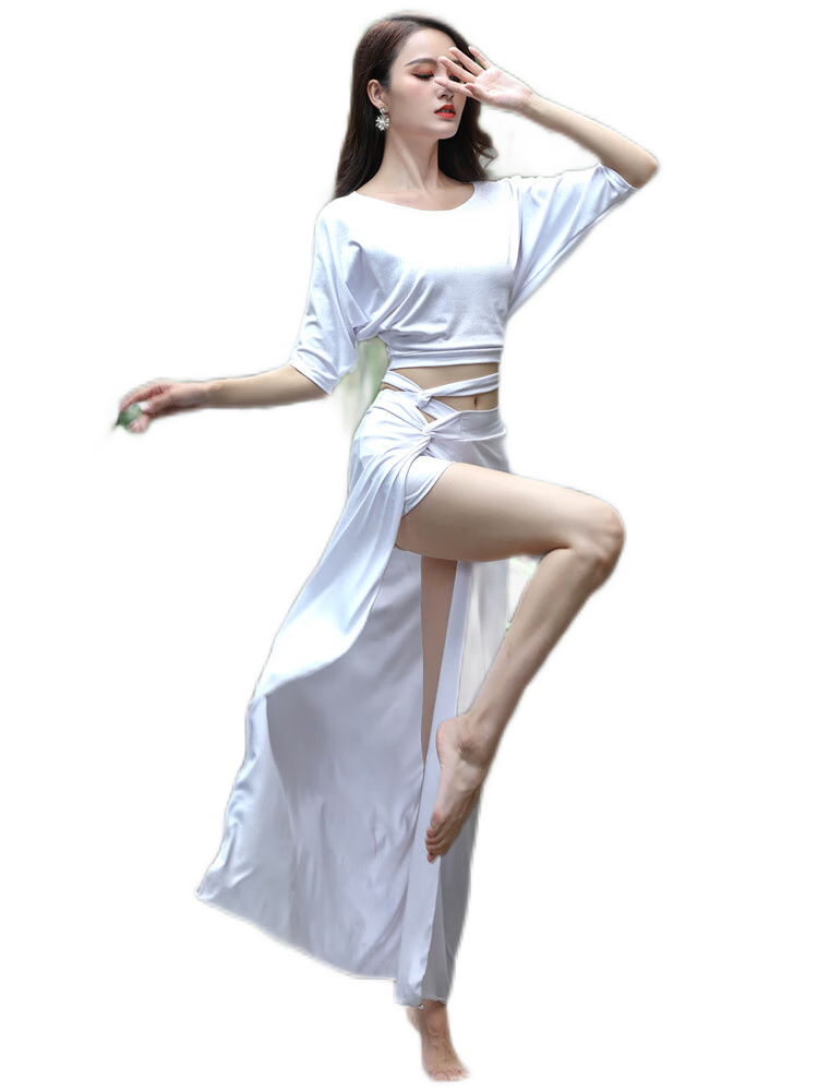 GUBPMTSHIM肚皮舞練功服裝女2023年新款套裝仙春夏東方舞蹈服初學(xué)者性感長裙 丁香紫 M