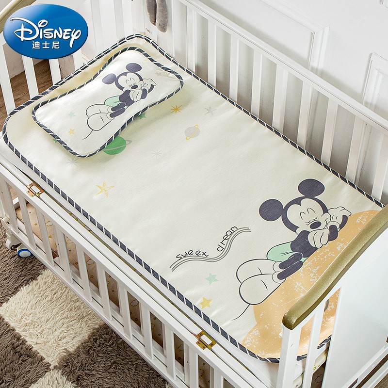 迪士尼宝宝（Disney Baby）婴儿凉席儿童冰丝席宝宝午睡婴儿床凉席枕头夏季儿童凉席两件套 梦想米奇120*60cm