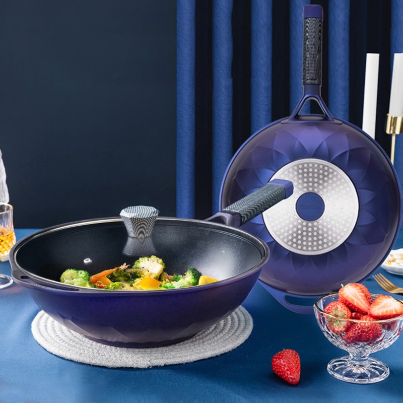 amercook阿米尔 炒锅不粘锅蓝钻系列不粘炒锅家用无油烟炒菜锅炒锅 32