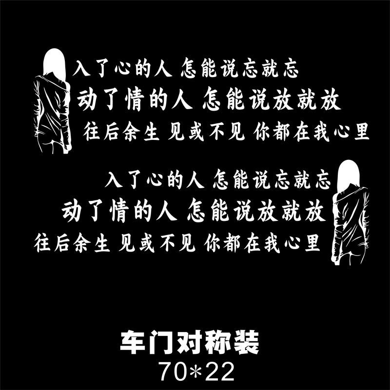 入了心的人怎能说忘就忘车贴抖音网红车贴个性文字车贴纸车门贴纸 入