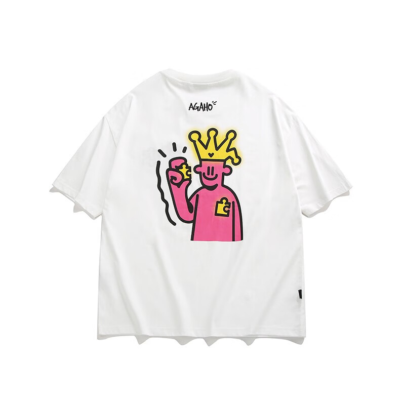 古由卡(GUUKA)xAGAHO联名t恤男士短袖宽松潮流夏季26新款情侣装休闲外穿打底衫 白色 F7536 M