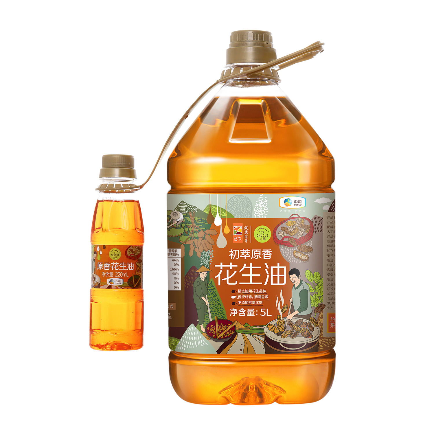 中粮初萃原香花生油5220ml压榨中粮粮油食用油官方旗舰店 5220ml