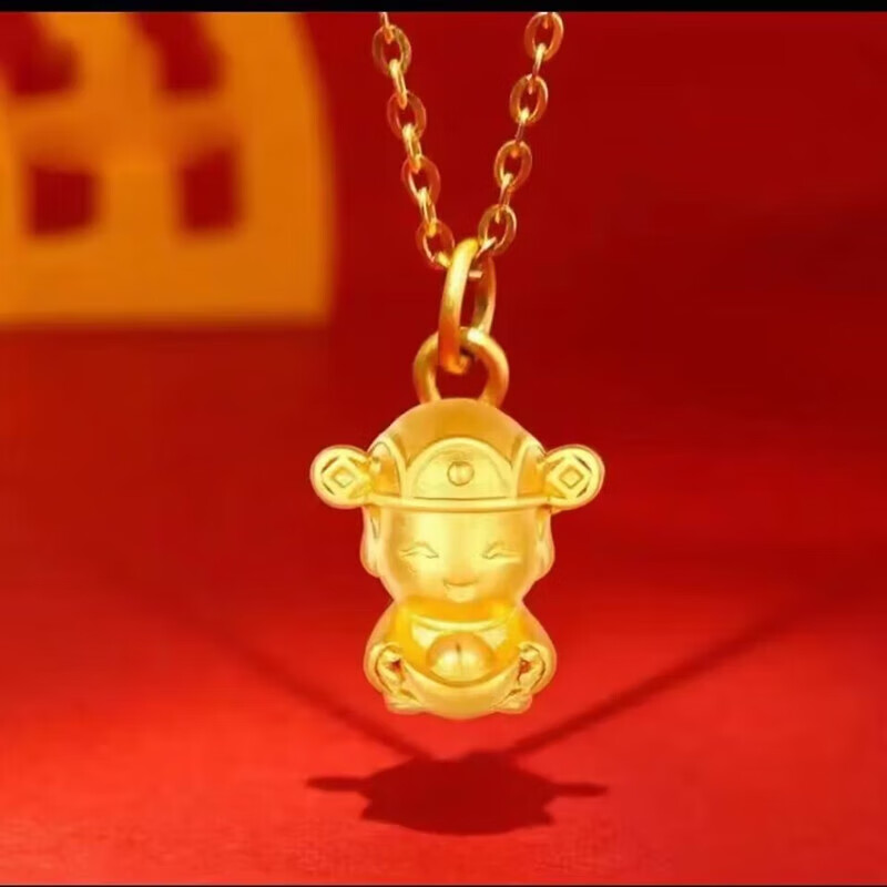 roby老凤凰黄金财神爷吊坠项链999足金招财挂坠女送朋友生日节日礼物