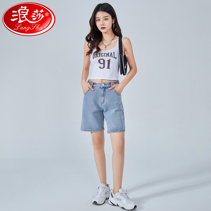 浪莎高腰牛仔短裤女宽松a字显瘦显高夏季薄款热裤潮百搭阔腿休闲裤子怎么看?