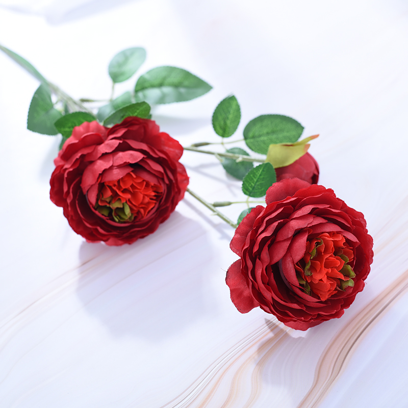 富贵牡丹花仿真花仿真3头洋牡丹花婚庆塑料花束仿真假牡丹花欧式绢花