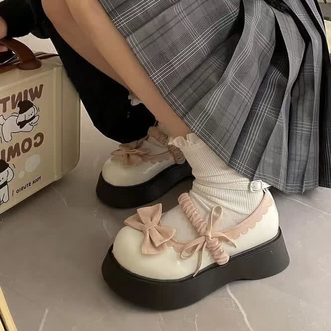 奕菓搭裙子的鞋子玛丽珍女鞋日系百搭日系松糕甜酷玛丽珍小皮鞋女春季