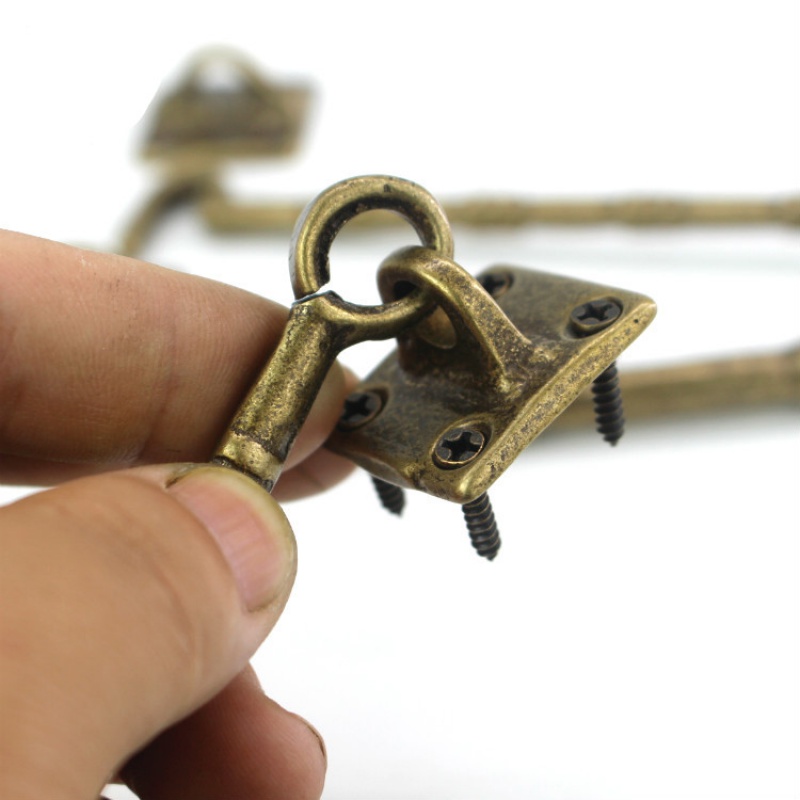 中式仿古铜窗户防风钩门窗搭扣钩窗户全铜支撑杆老式木窗钩配件 总长