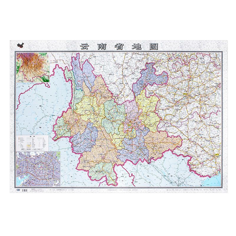 云南省地图挂图2022全新版挂墙免打孔高清防水行政交通装饰画贴图
