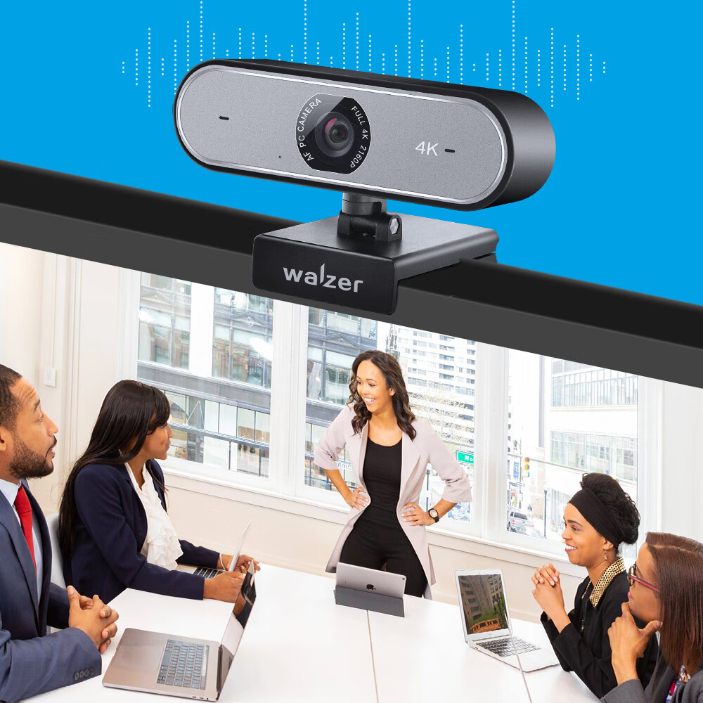 walzer 4k高清自动对焦视频会议摄像头800万像素 120°大广角 自带拾